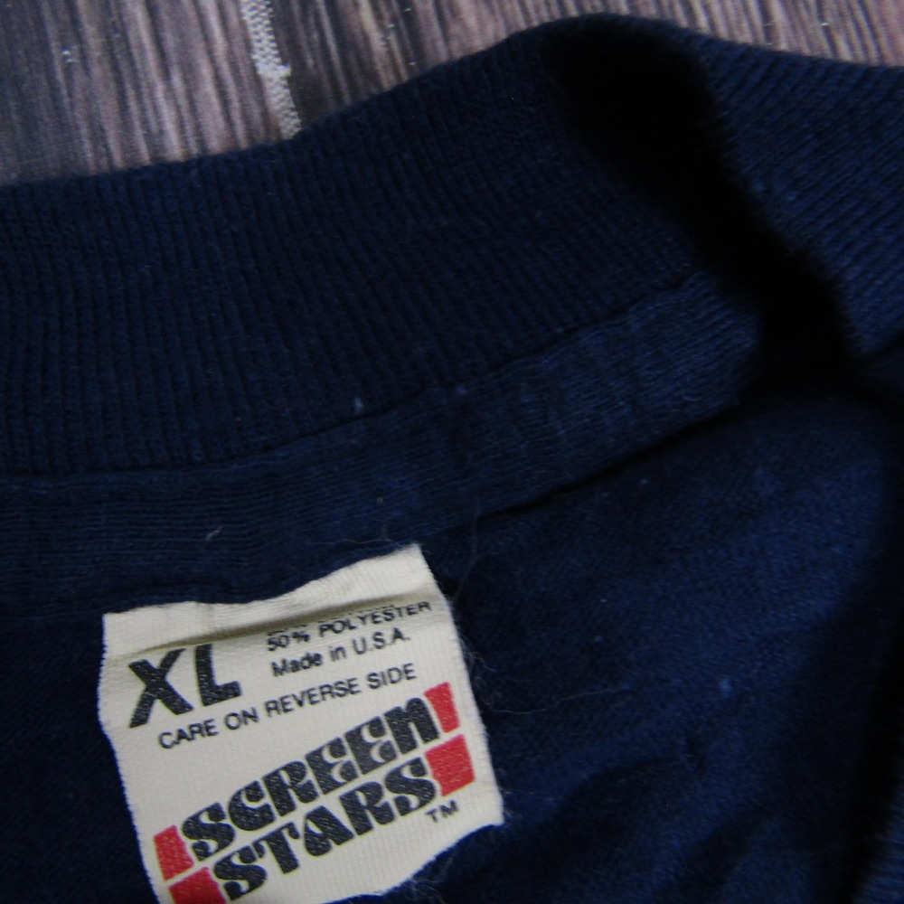 Vintage Workwear Clove Excavators Shirt Mens XL Navy 50/50 Screen Stars USA 80s - Picture 2 of 5